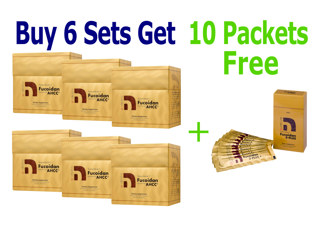 Nature Medic fucoidan AHCC Liquid 6 boxes bulk price plus a 10 packets free